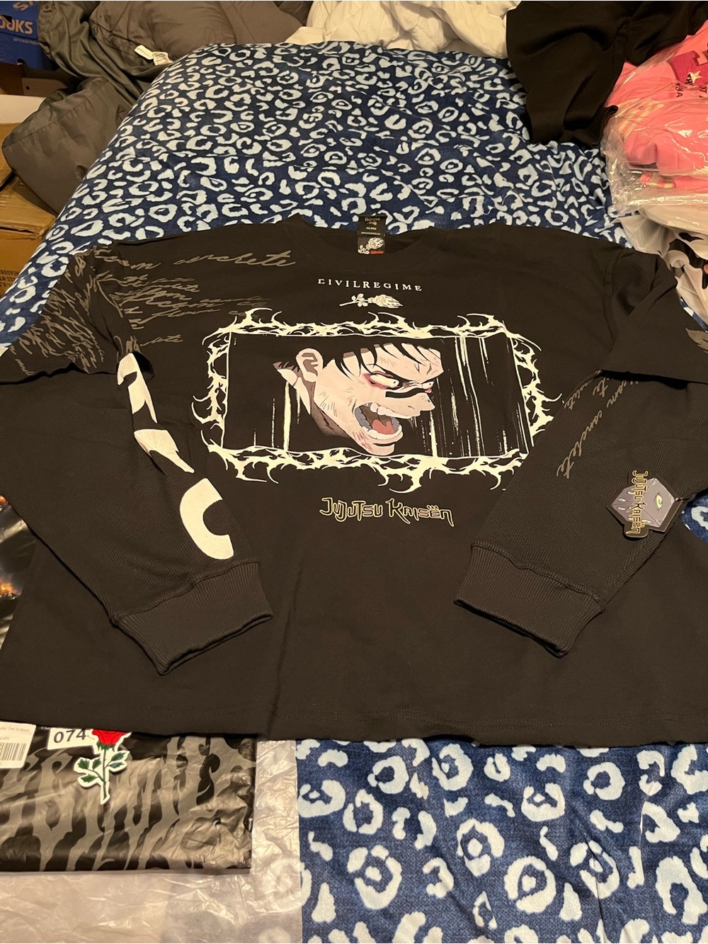 Jujutsu Kaisen Black Graphic Long Sleeve Shirt - Men